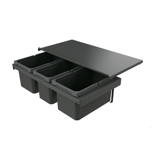 Naber 8013383 Abfallsammler Cox Stand-UP® 250 S/800-3, anthrazit, 36 (1x10/2x13) Liter / 80 cm Schrankbreite
