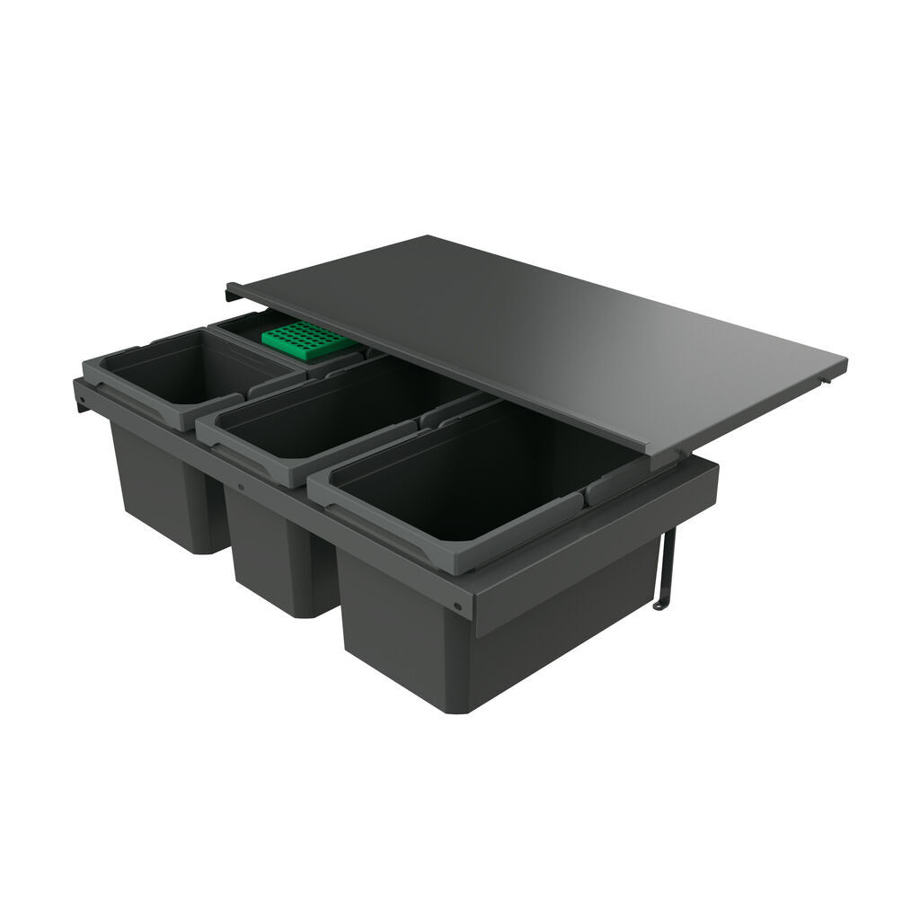 Naber 8013385 Abfallsammler Cox Stand-UP® 250 S/800-4 mit Biodeckel, anthrazit, 35 (1x13/1x10/2x6) Liter / 80 cm…