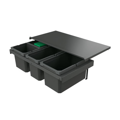 Naber 8013385 Abfallsammler Cox Stand-UP® 250 S/800-4 mit Biodeckel, anthrazit, 35 (1x13/1x10/2x6) Liter / 80 cm…