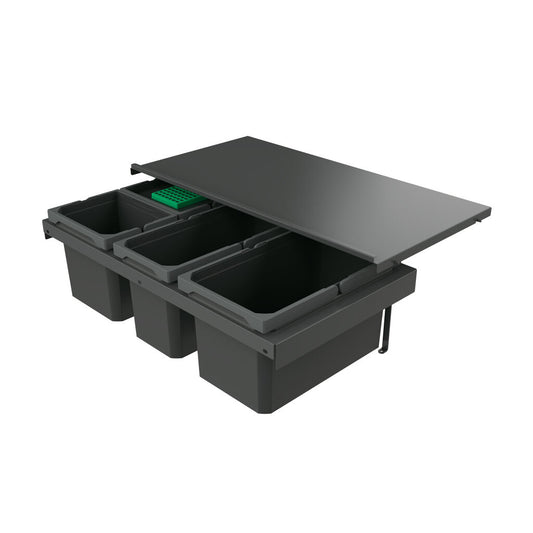 Naber 8013385 Abfallsammler Cox Stand-UP® 250 S/800-4 mit Biodeckel, anthrazit, 35 (1x13/1x10/2x6) Liter / 80 cm…