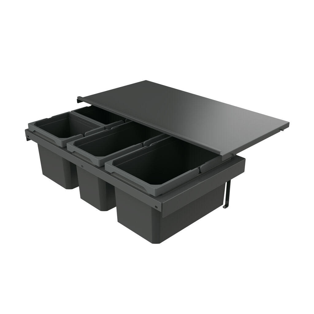 Naber 8013384 Abfallsammler Cox Stand-UP® 250 S/800-4 ohne Biodeckel, anthrazit, 35 (1x13/1x10/2x6) Liter / 80 cm…