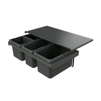 Naber 8013384 Abfallsammler Cox Stand-UP® 250 S/800-4 ohne Biodeckel, anthrazit, 35 (1x13/1x10/2x6) Liter / 80 cm…