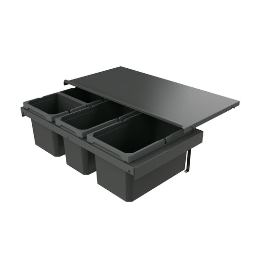 Naber 8013384 Abfallsammler Cox Stand-UP® 250 S/800-4 ohne Biodeckel, anthrazit, 35 (1x13/1x10/2x6) Liter / 80 cm…