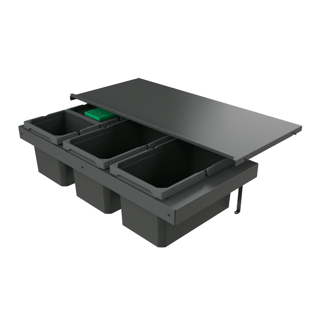 Naber 8013388 Abfallsammler Cox Stand-UP® 250 S/900-4 mit Biodeckel, anthrazit, 38 (2x13/2x6) Liter / 90 cm…
