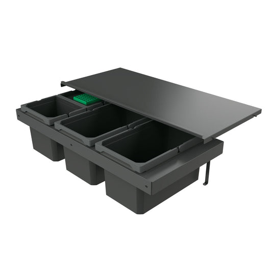 Naber 8013388 Abfallsammler Cox Stand-UP® 250 S/900-4 mit Biodeckel, anthrazit, 38 (2x13/2x6) Liter / 90 cm…