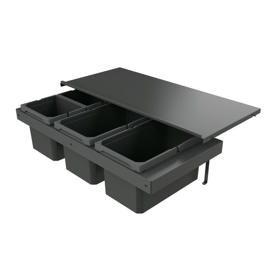 Naber 8013387 Abfallsammler Cox Stand-UP® 250 S/900-4 ohne Biodeckel, anthrazit, 38 (2x13/2x6) Liter / 90 cm…