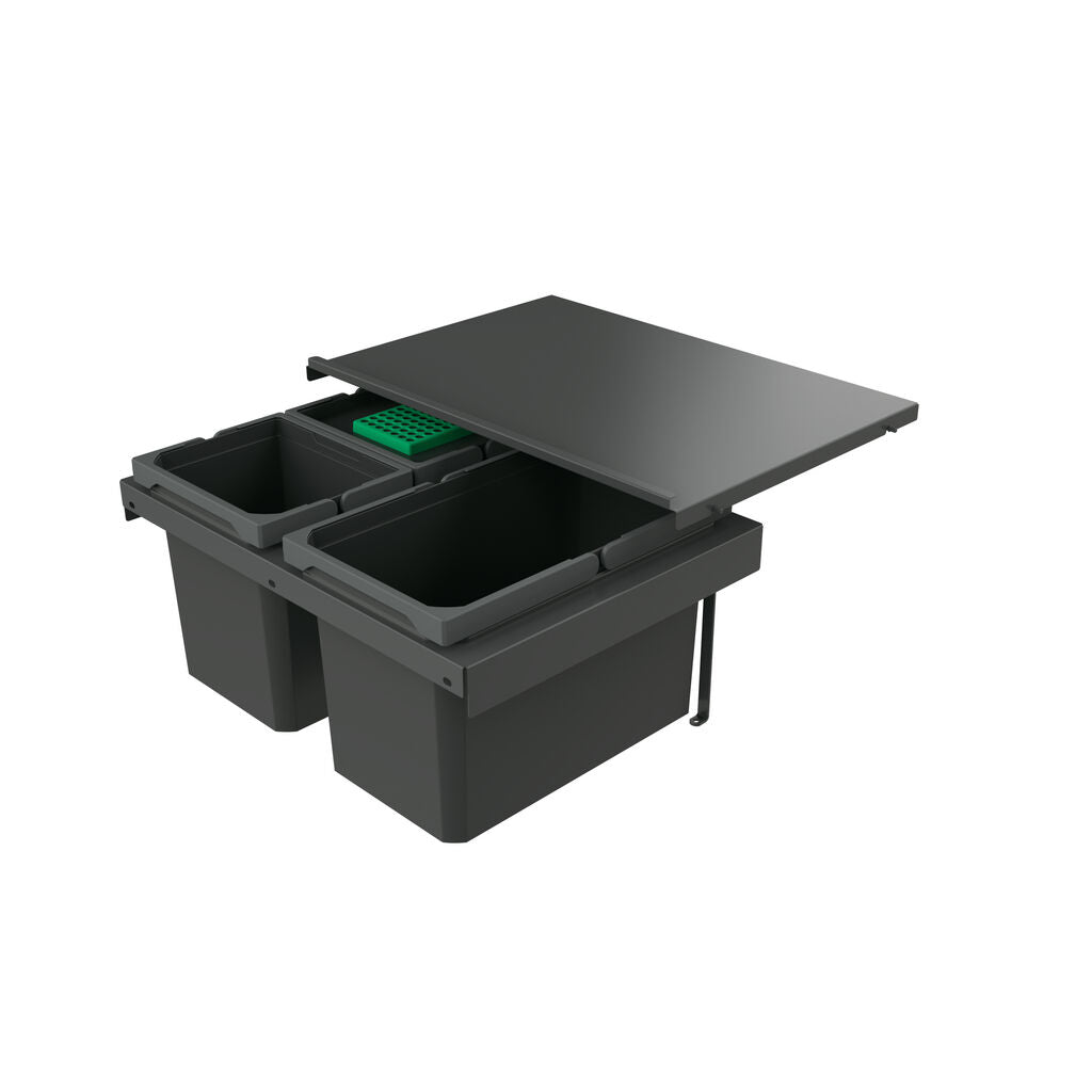 Naber 8013391 Abfallsammler Cox Stand-UP® 280 S/600-3 mit Biodeckel, anthrazit, 30 (1x16/2x7) Liter / 60 cm…