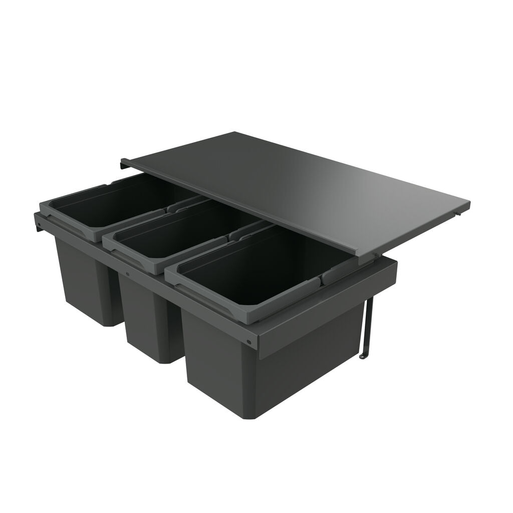 Naber 8013393 Abfallsammler Cox Stand-UP® 280 S/800-3, anthrazit, 44 (2x16/1x12) Liter / 80 cm Schrankbreite