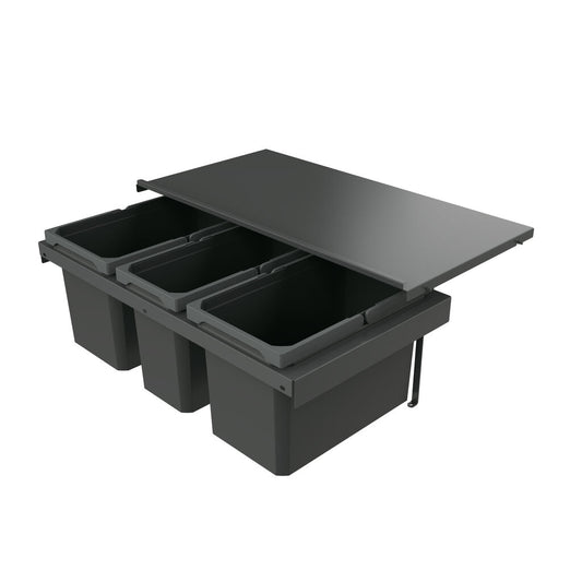 Naber 8013393 Abfallsammler Cox Stand-UP® 280 S/800-3, anthrazit, 44 (2x16/1x12) Liter / 80 cm Schrankbreite