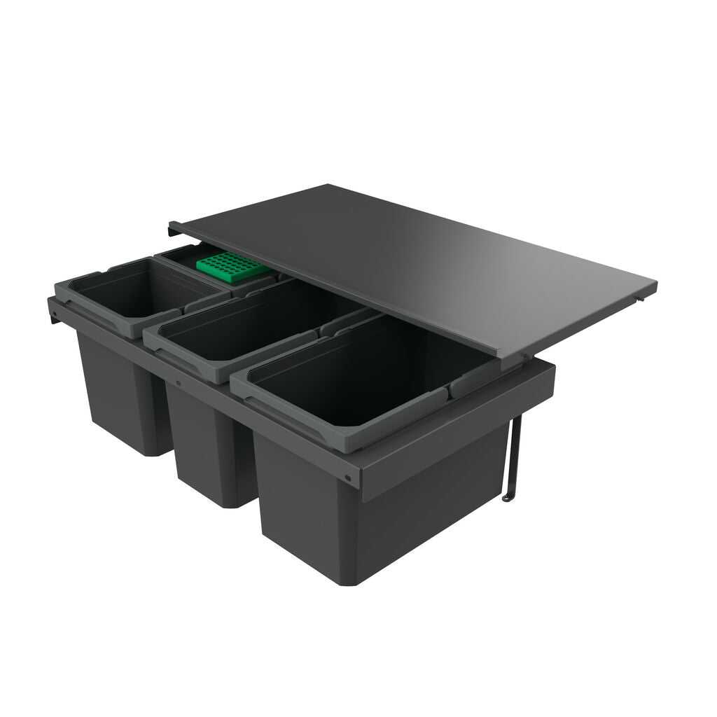Naber 8013395 Abfallsammler Cox Stand-UP® 280 S/800-4 mit Biodeckel, anthrazit, 42 (1x16/1x12/2x7) Liter / 80 cm…
