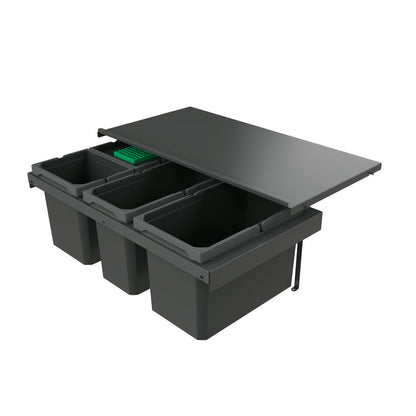 Naber 8013395 Abfallsammler Cox Stand-UP® 280 S/800-4 mit Biodeckel, anthrazit, 42 (1x16/1x12/2x7) Liter / 80 cm…
