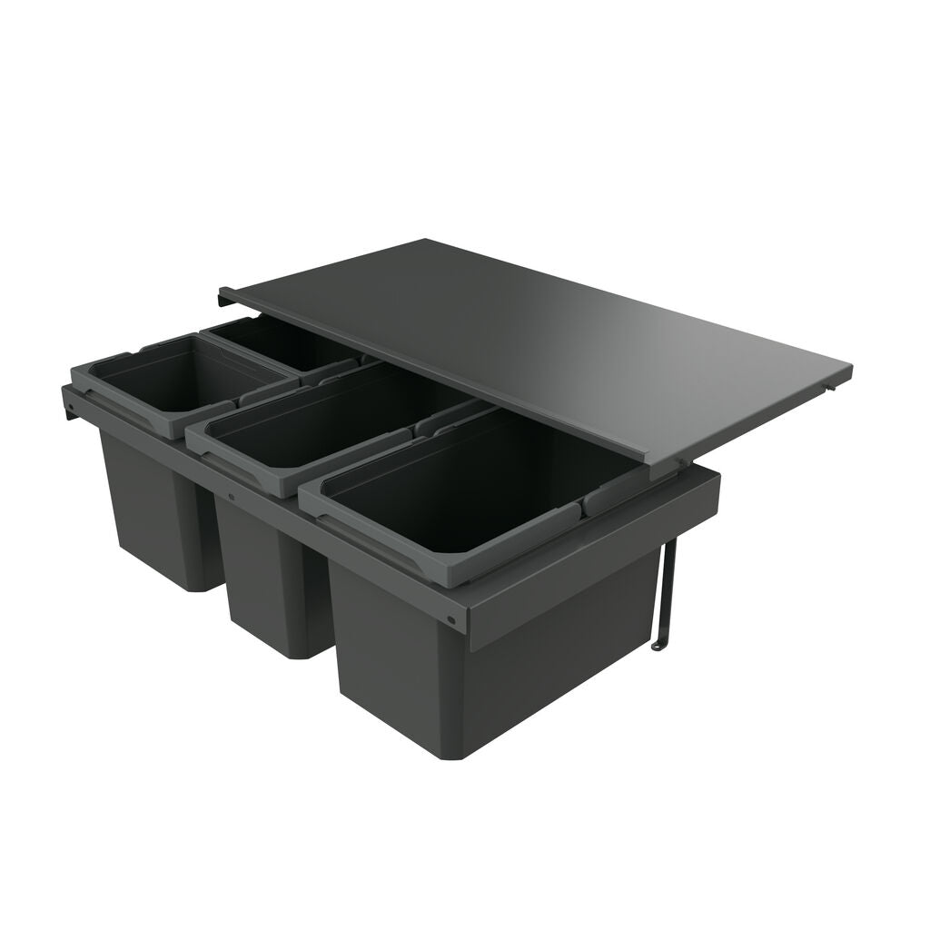 Naber 8013394 Abfallsammler Cox Stand-UP® 280 S/800-4 ohne Biodeckel, anthrazit, 42 (1x16/1x12/2x7) Liter / 80 cm…