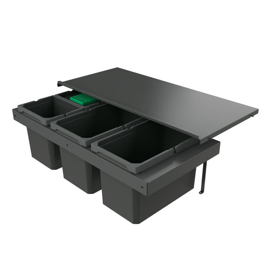 Naber 8013398 Abfallsammler Cox Stand-UP® 280 S/900-4 mit Biodeckel, anthrazit, 46 (2x16/2x7) Liter / 90 cm…