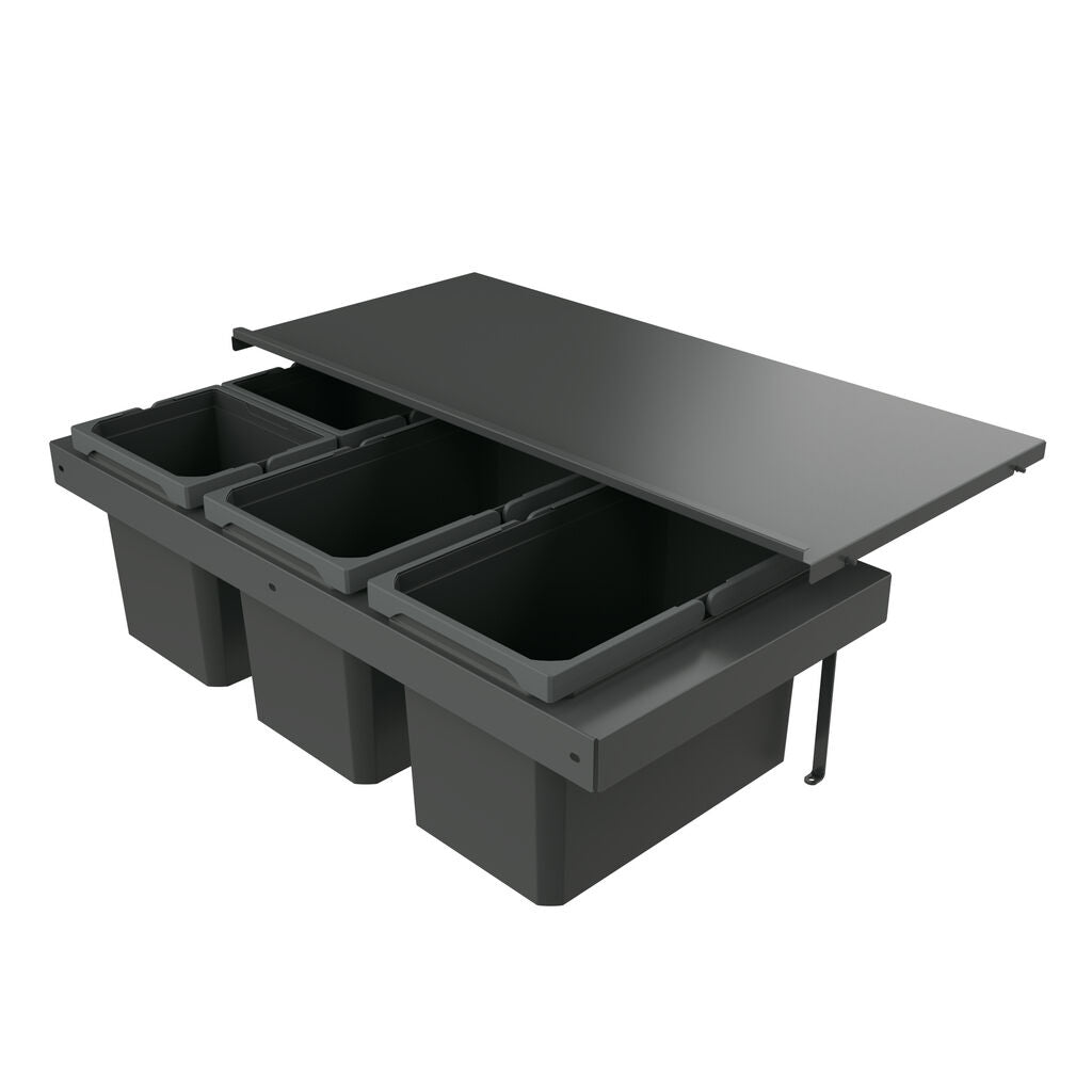 Naber 8013397 Abfallsammler Cox Stand-UP® 280 S/900-4 ohne Biodeckel, anthrazit, 46 (2x16/2x7) Liter / 90 cm…