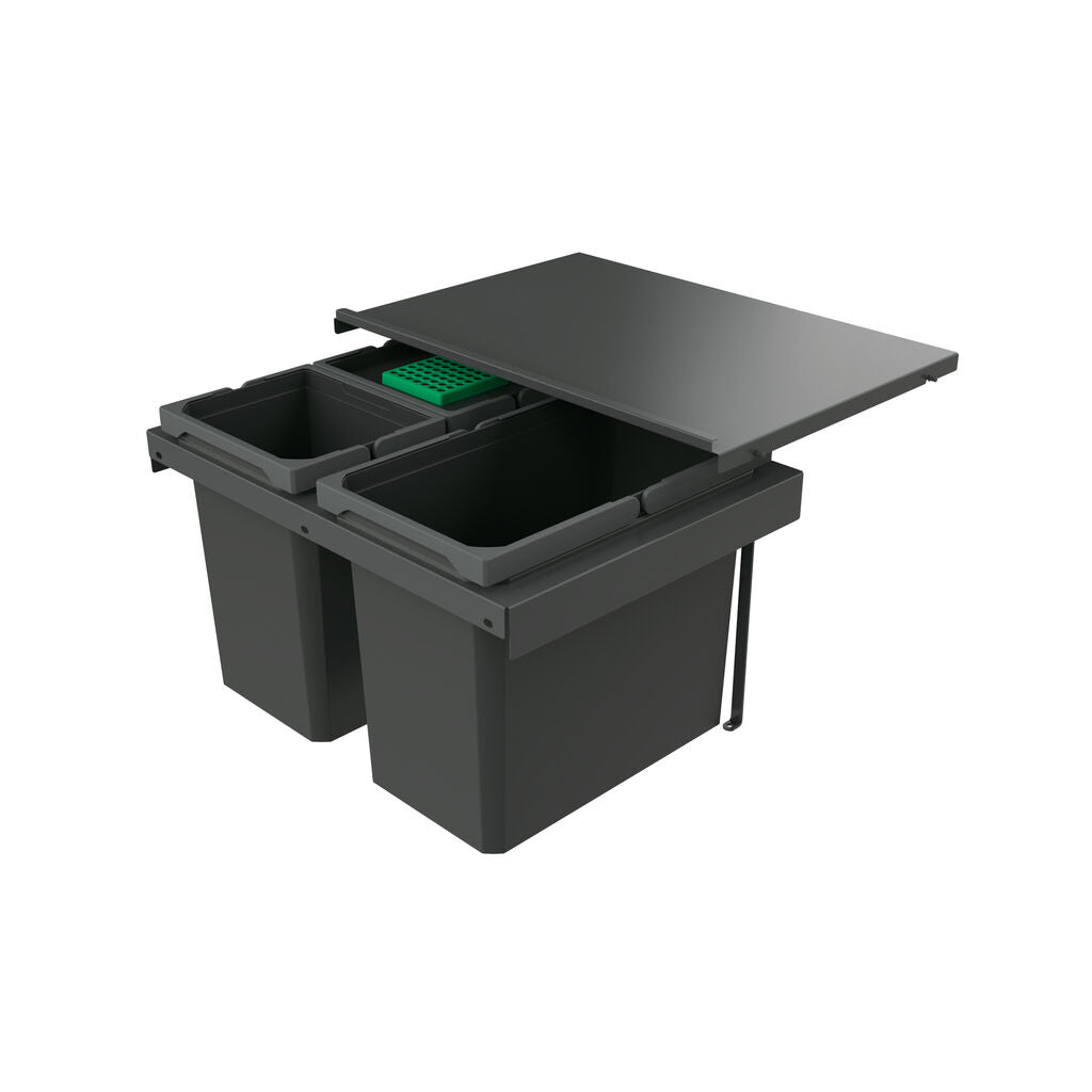 Naber 8013411 Abfallsammler Cox Stand-UP® 350 S/600-3 mit Biodeckel, anthrazit, 42 (2x10/1x22) Liter / 60 cm…