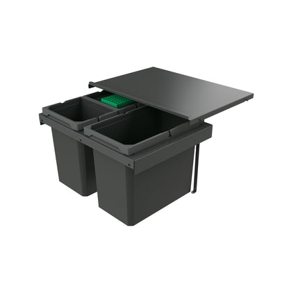 Naber 8013411 Abfallsammler Cox Stand-UP® 350 S/600-3 mit Biodeckel, anthrazit, 42 (2x10/1x22) Liter / 60 cm…