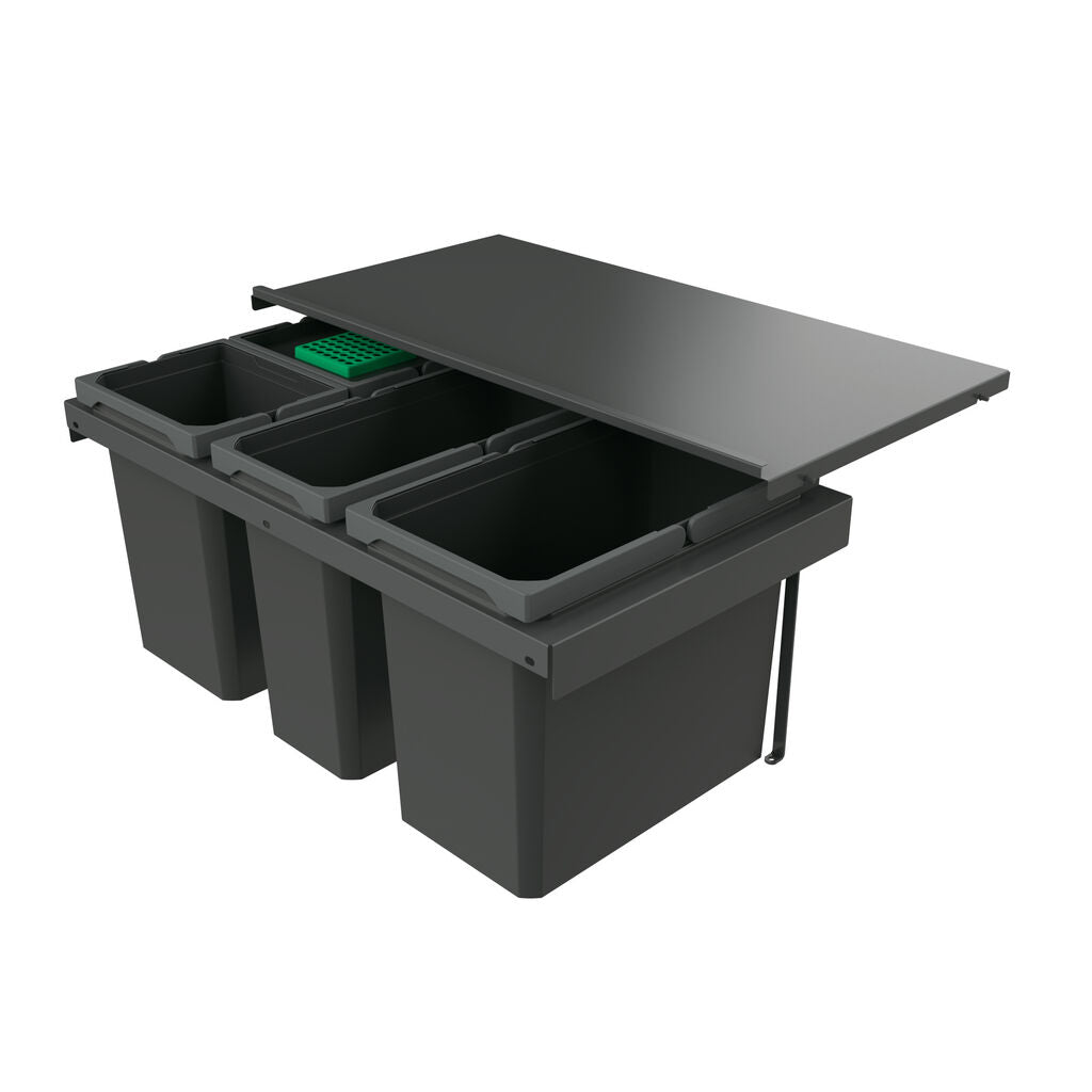 Naber 8013413 Abfallsammler Cox Stand-UP® 350 S/800-4 mit Biodeckel, anthrazit, 58 (2x10/1x22/1x16) Liter / 80 cm…