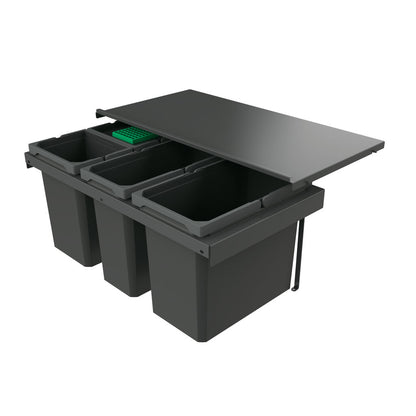Naber 8013413 Abfallsammler Cox Stand-UP® 350 S/800-4 mit Biodeckel, anthrazit, 58 (2x10/1x22/1x16) Liter / 80 cm…