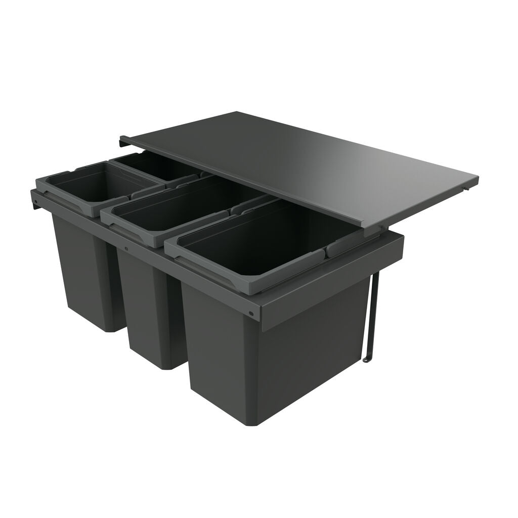 Naber 8013412 Abfallsammler Cox Stand-UP® 350 S/800-4 ohne Biodeckel, anthrazit, 58 (2x10/1x22/1x16) Liter / 80 cm…
