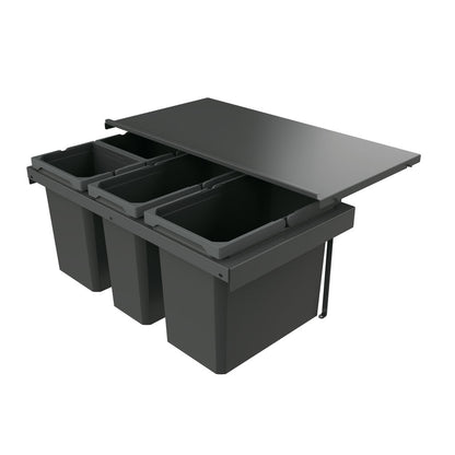 Naber 8013412 Abfallsammler Cox Stand-UP® 350 S/800-4 ohne Biodeckel, anthrazit, 58 (2x10/1x22/1x16) Liter / 80 cm…