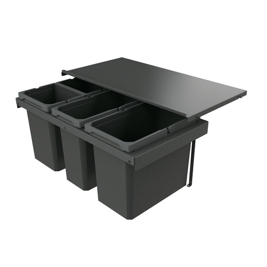 Naber 8013412 Abfallsammler Cox Stand-UP® 350 S/800-4 ohne Biodeckel, anthrazit, 58 (2x10/1x22/1x16) Liter / 80 cm…