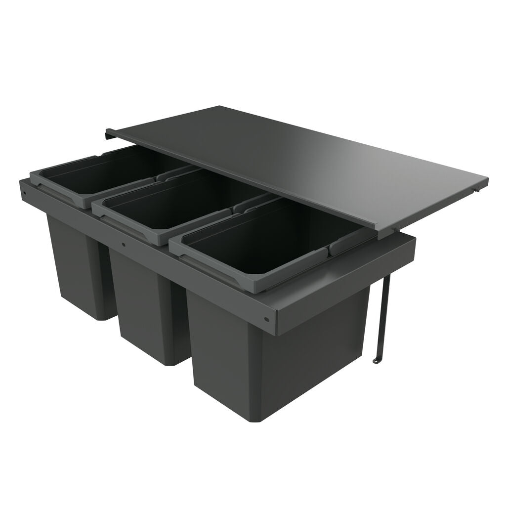 Naber 8013414 Abfallsammler Cox Stand-UP® 350 S/900-3 ohne Biodeckel, anthrazit, 66 (3x22) Liter / 90 cm Schrankbreite