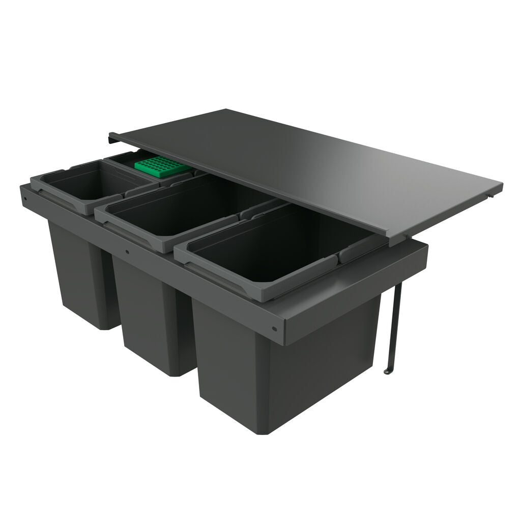 Naber 8013416 Abfallsammler Cox Stand-UP® 350 S/900-4 mit Biodeckel, anthrazit, 64 (2x22/2x10) Liter / 90 cm…