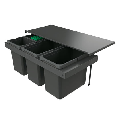 Naber 8013416 Abfallsammler Cox Stand-UP® 350 S/900-4 mit Biodeckel, anthrazit, 64 (2x22/2x10) Liter / 90 cm…