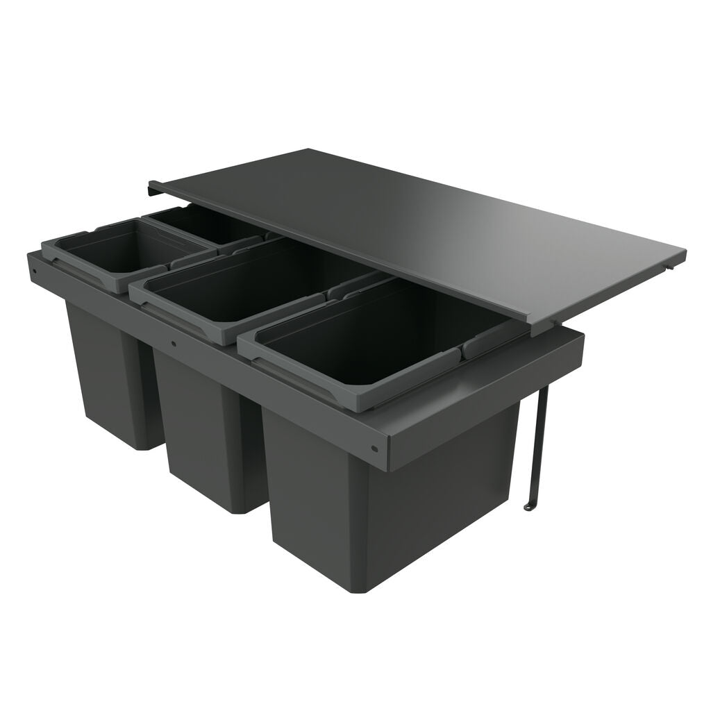 Naber 8013415 Abfallsammler Cox Stand-UP® 350 S/900-4 ohne Biodeckel, anthrazit, 64 (2x22/2x10) Liter / 90 cm…