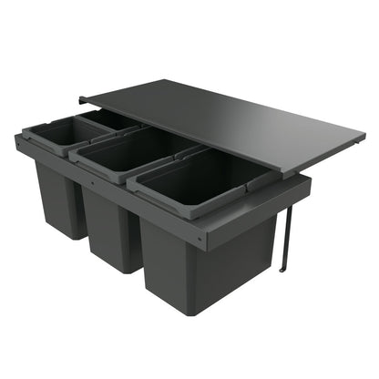 Naber 8013415 Abfallsammler Cox Stand-UP® 350 S/900-4 ohne Biodeckel, anthrazit, 64 (2x22/2x10) Liter / 90 cm…