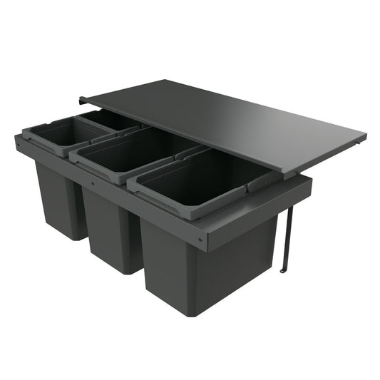 Naber 8013415 Abfallsammler Cox Stand-UP® 350 S/900-4 ohne Biodeckel, anthrazit, 64 (2x22/2x10) Liter / 90 cm…