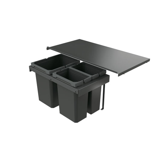 Naber 8013421 Abfallsammler Cox Stand-UP® 350 K/800-3, anthrazit, 30,5 (2x7,5/1x15,5) Liter / 80 cm Schrankbreite