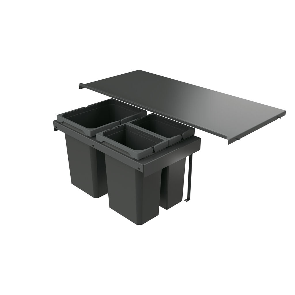 Naber 8013422 Abfallsammler Cox Stand-UP® 350 K/900-3, anthrazit, 30,5 (2x7,5/1x15,5) Liter / 90 cm Schrankbreite