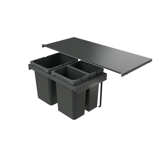 Naber 8013422 Abfallsammler Cox Stand-UP® 350 K/900-3, anthrazit, 30,5 (2x7,5/1x15,5) Liter / 90 cm Schrankbreite