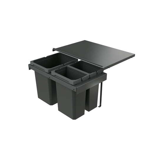 Naber 8013420 Abfallsammler Cox Stand-UP® 350 K/600-3, anthrazit, 30,5 (2x7,5/1x15,5) Liter / 60 cm Schrankbreite