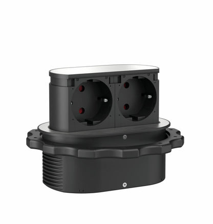 Steckdosenelement Piccolino, Blende edelstahlfarbig, versenkbar