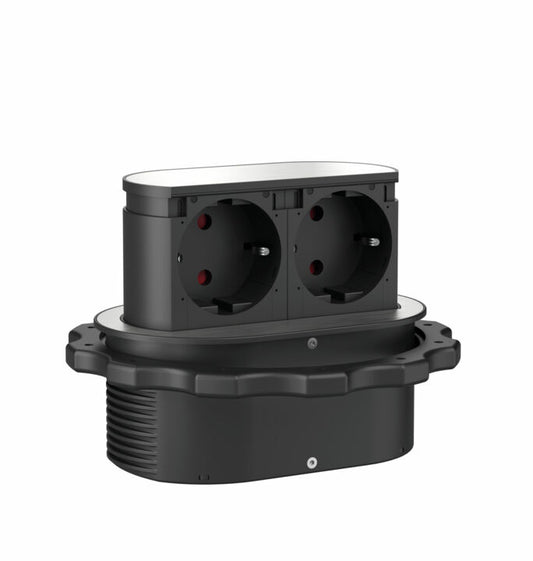 Steckdosenelement Piccolino, Blende edelstahlfarbig, versenkbar