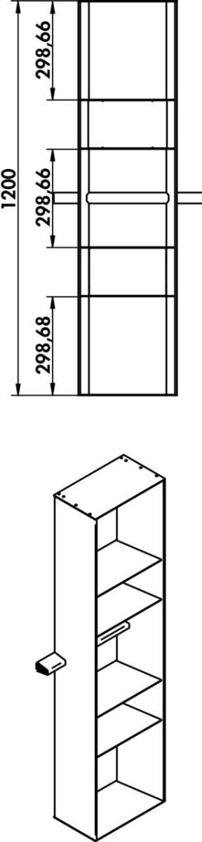 Naber 8041219 transFORM Aufsatzregal, 1200 x 300 x 180 mm (H x B x T) für Relingsystem, schwarz matt – Bild 2
