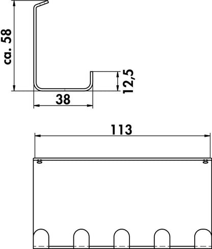 Naber 8041228 transFORM Hakenleiste für Relingsystem, schwarz matt