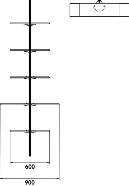Naber 8041232 transFORM Blechboden Set 600 x 200 mm (B x T) für Regalsystem, schwarz matt