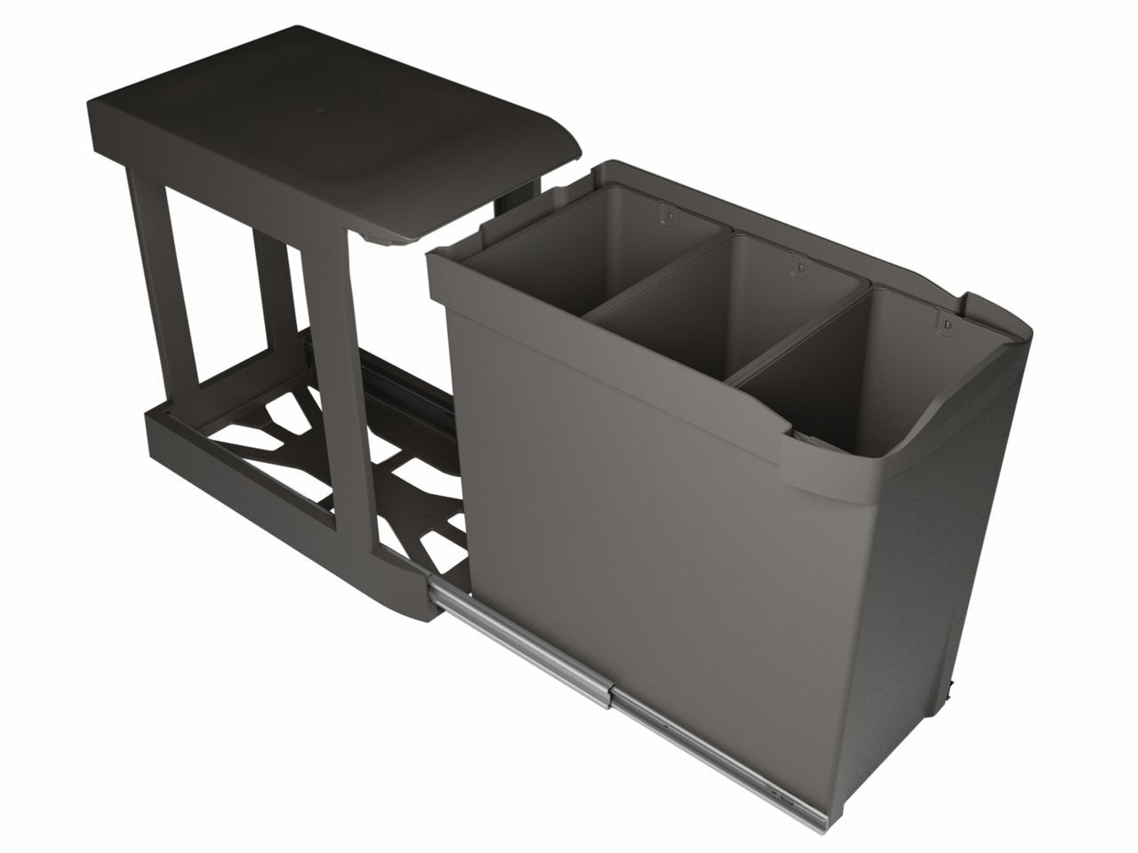 Naber 8011299 Moderna Trio Abfallsammler 30 Liter, anthrazit, ab 30 cm Schrankbreite