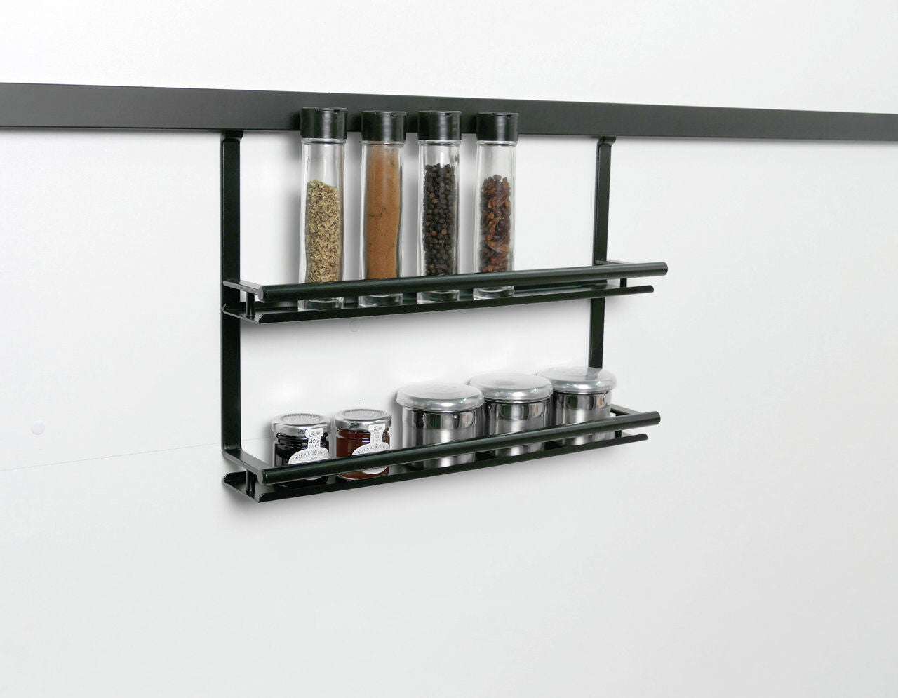 Linero Style Gewürzbord 2-etagig, schwarz matt / Relingsystem / Kesseböhmer – Bild 2