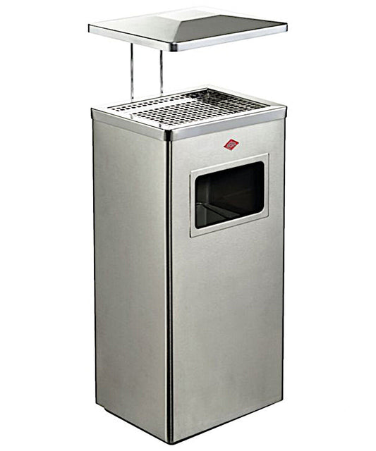 WESCO 153834-47 Standascher mit Dach EDELSTAHL MATT inklusive Abfallvolumen 19 Liter / Mülleimer / Ascher
