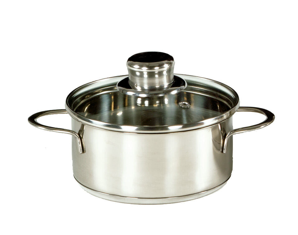 Karl Krüger 2214GL Mini Bratentopf SATURN aus Edelstahl mit Glasdeckel 14 cm, Inhalt 0,75 Liter / Kochtopf