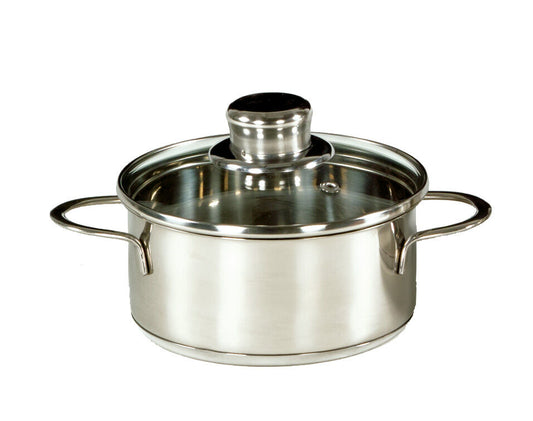 Karl Krüger 2214GL Mini Bratentopf SATURN aus Edelstahl mit Glasdeckel 14 cm, Inhalt 0,75 Liter / Kochtopf
