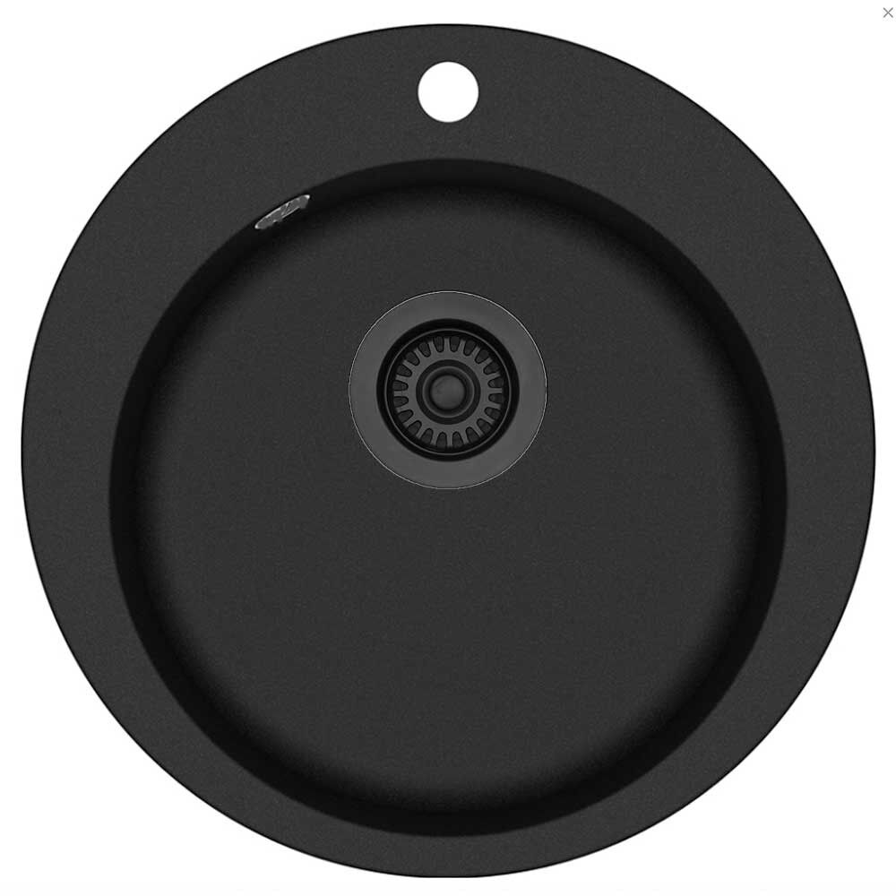 LAVABO 12090S Küchenspüle SATURN in schwarz mit Ablauf in Schwarz / Rundbeckenspüle / Kompositspüle