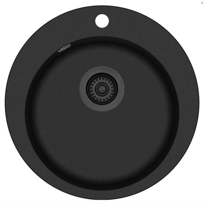 LAVABO 12090S Küchenspüle SATURN in schwarz mit Ablauf in Schwarz / Rundbeckenspüle / Kompositspüle