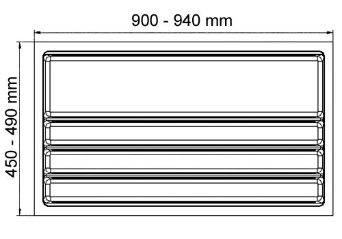Besteckeinsatz SCOOPII 100 cm (B 900-940 x T 450-490 mm) / Mehrzweckeinsatz / Besteckkasten / Besteckeinsätze