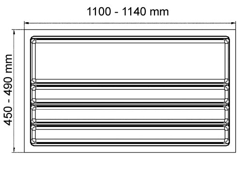 Besteckeinsatz SCOOPII 120 cm (B 1100-1140 x T 450-490 mm) / Mehrzweckeinsatz / Besteckkasten / Besteckeinsätze