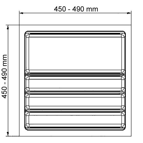 Besteckeinsatz SCOOPII 55 cm (B 450-490 x T 450-490 mm) / Mehrzweckeinsatz / Besteckkasten / Besteckeinsätze